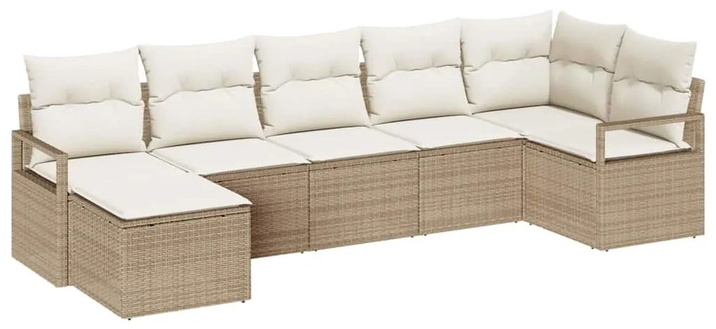 vidaXL Σετ Καναπέ Κήπου 7 pcs Μπεζ Πολυ ράταν