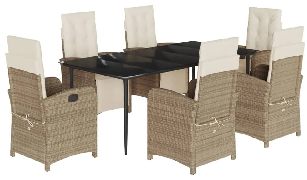 vidaXL Σετ Τραπεζαρίας Κήπου 7 τεμ. Μπεζ Συνθετικό Ρατάν με Μαξιλάρια