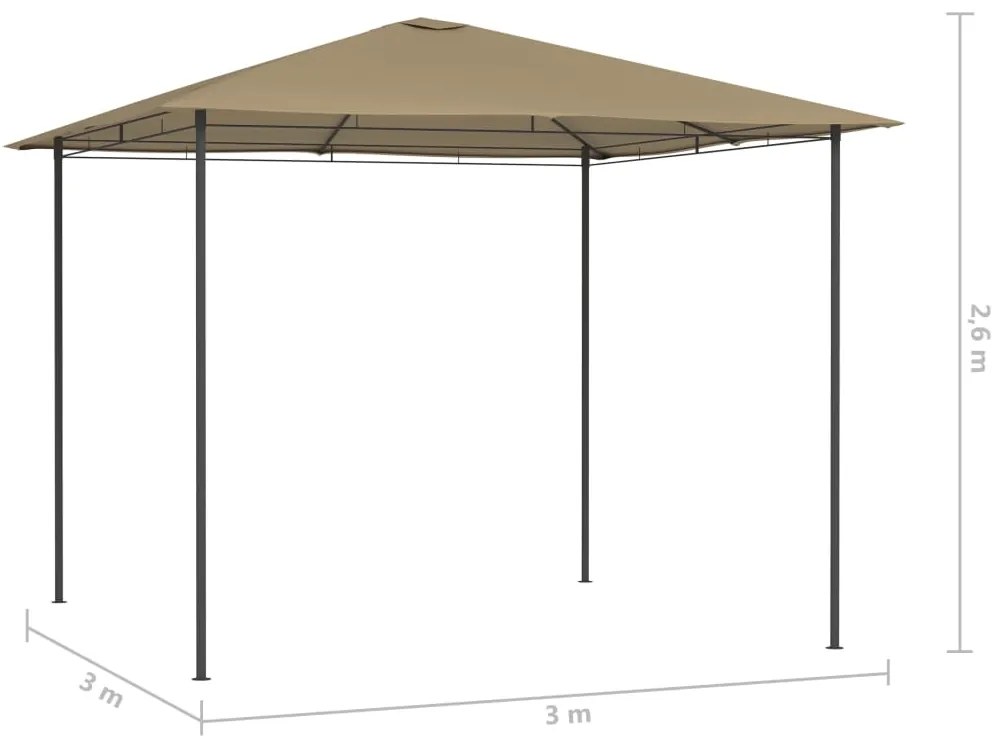 vidaXL Κιόσκι Taupe 3 x 3 x 2,6 μ. 160 γρ./μ²