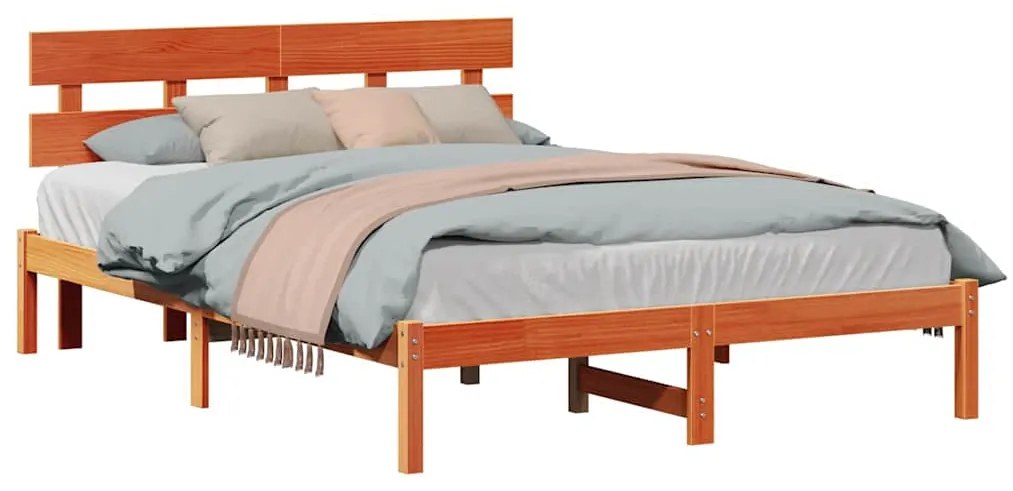 vidaXL Σκελετός Κρεβατιού Καφέ 140 x 200 cm Μασίφ ξύλο πεύκου