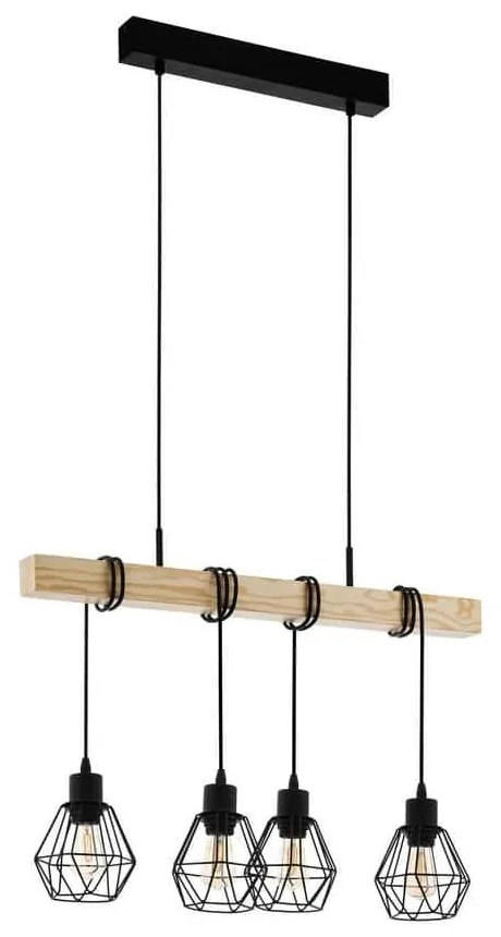Φωτιστικό Οροφής Ράγα Townshend 5 43132 Black-Brown Eglo Metal,Wood
