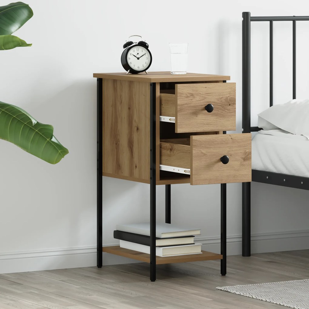 vidaXL Κομοδίνο artisan δρυς 32 x 42 x 70 εκ Σίδηρος και μοριοσανίδα