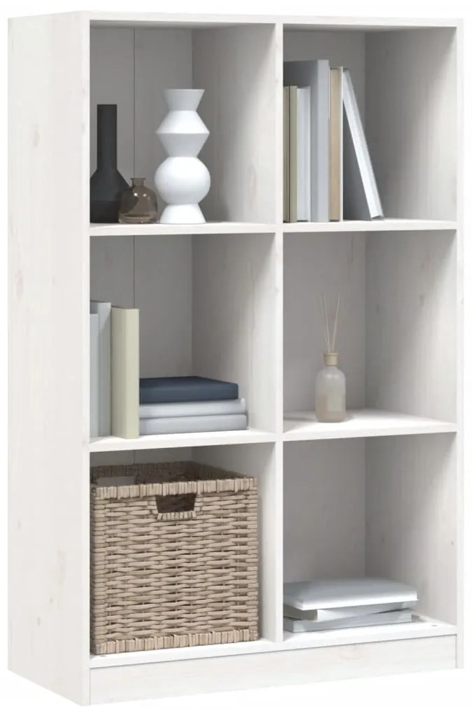 vidaXL Βιβλιοθήκη Λευκή 70 x 33 x 110 εκ. από Μασίφ Ξύλο Πεύκου