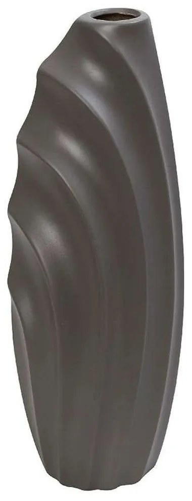 Βάζο Κεραμικό Ασύμμετρο MIG129 16x12x45cm Dark Grey Espiel Ceramic