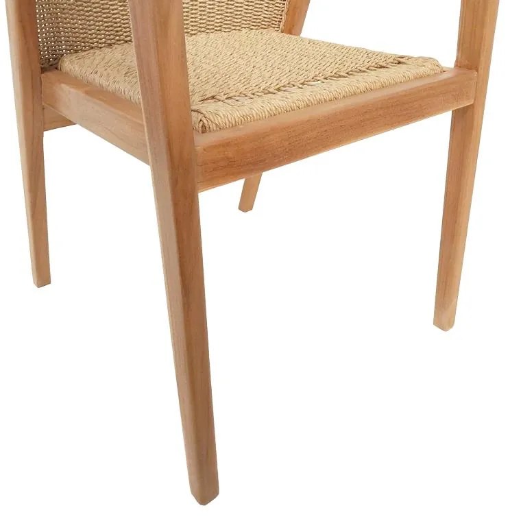 Πολυθρόνα Granny teak wood και συνθετικό σχοινί σε φυσική απόχρωση 60x60x82εκ 60x60x82 εκ.