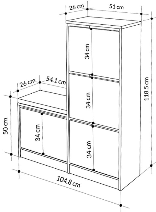 Παπουτσοθήκη Dude Megapap χρώμα γκρι ρετρό104,8x26x118,5εκ.