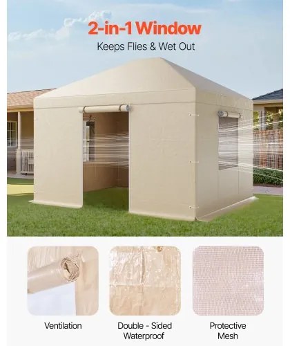 VEVOR Winter Gazebo Cover Fits 3.07 x 3.67 m Hardtop Gazebos, All-Weather Gazebo Cover with Sidewalls &amp; Windows, High-Density PE Material, Enclosed Storage Shelter Covers, Gazebos not Included
