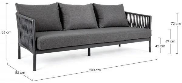 Καναπές Τριθέσιος Florencia WG21 Γκρι 220x85x86εκ. - Γκρι