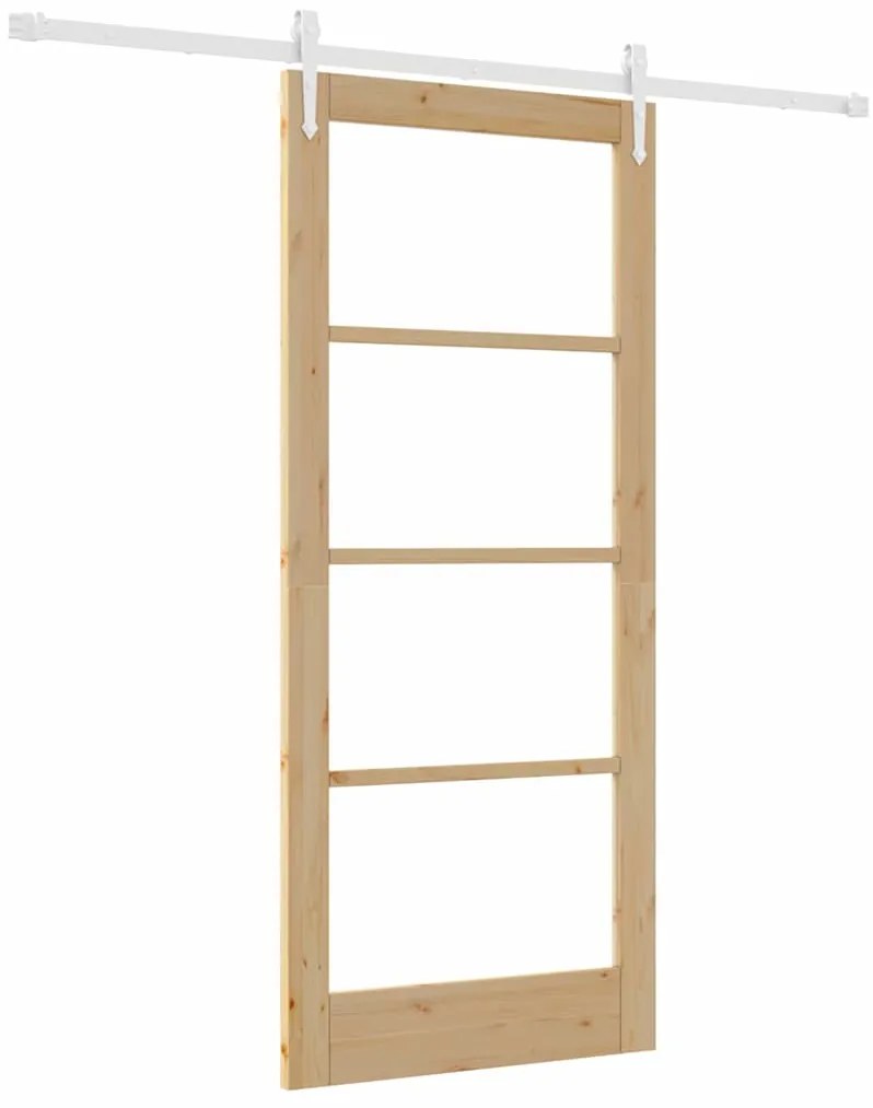 vidaXL Ολισθητή Πόρτα Χειροκίνητος Καφέ 86 x 198.5 cm Ξύλο και μέταλλο