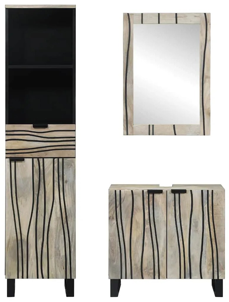 vidaXL Σετ Επίπλων Μπάνιου με συρτάρι 3 pcs Λευκό Επεξεργασμένο ξύλο