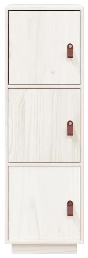 vidaXL Ντουλάπι Ψηλό Λευκό 34 x 40 x 108,5 εκ. από Μασίφ Ξύλο Πεύκου