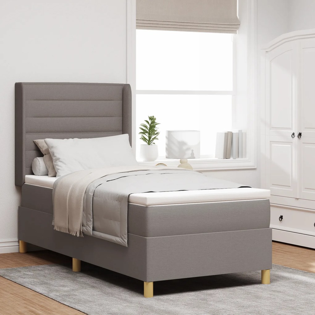 vidaXL Κρεβάτι Box Spring με Στρώμα Ταμπά 90x190 εκ. Υφάσματος