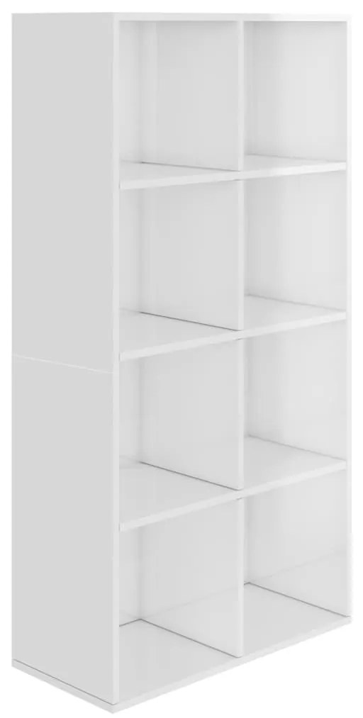 Ραφιέρα/Βιβλιοθήκη Γυαλιστερό Λευκό 66x30x130 εκ. Επεξ. Ξύλο - Λευκό