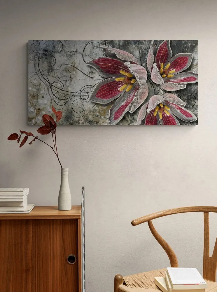 Εικόνα λουλούδια με μαργαριτάρια - 120x60