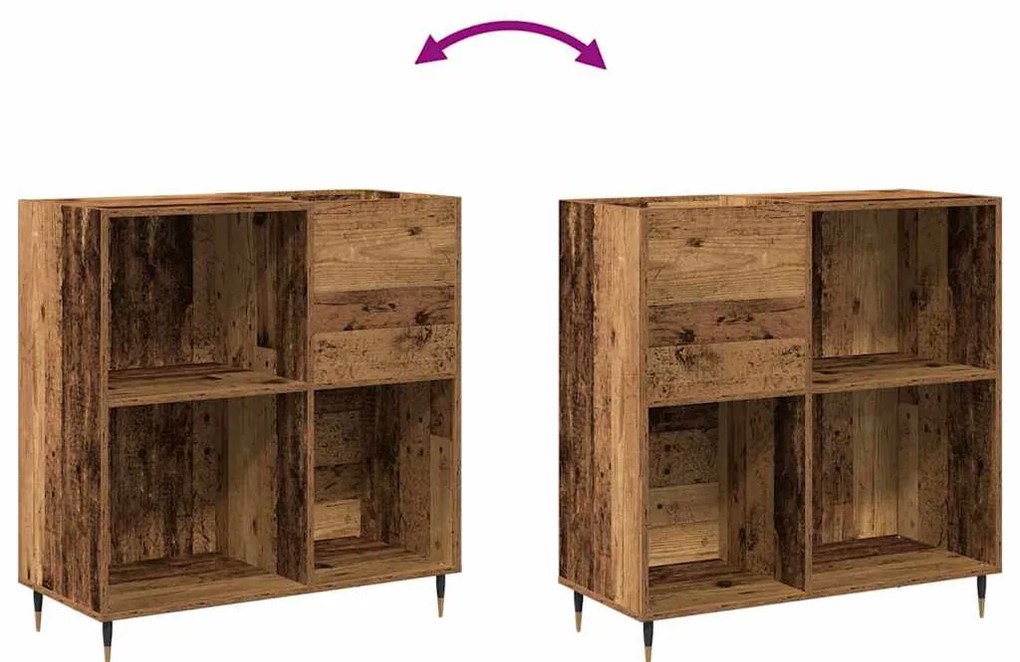 vidaXL Ντουλάπι δίσκων βινυλίου με ράφι artisan δρυς 85 x 38 x 89 εκ.