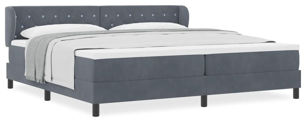 vidaXL Κρεβάτι Box Spring με Στρώμα Σκούρο Γκρι 200x200 cm Βελούδο