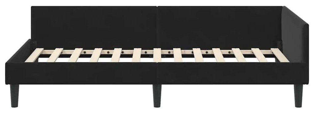 vidaXL Πλαϊνό Κρεβάτι Μαύρο 90 x 190 cm Βελούδο και Στιβαρή ξυλεία