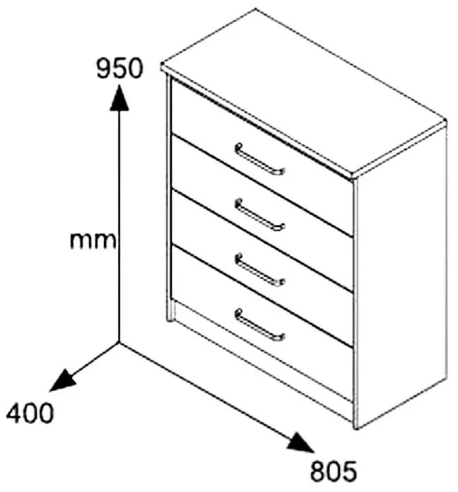 Συρταριέρα OLYMPUS με 4 συρτάρια χρώμα wenge 80x40x95εκ 80x40x95 εκ.