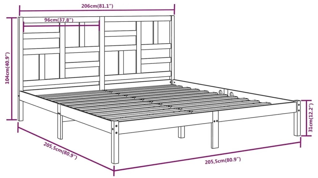 vidaXL Πλαίσιο Κρεβατιού Καφέ Μελί 200 x 200 εκ. από Μασίφ Ξύλο