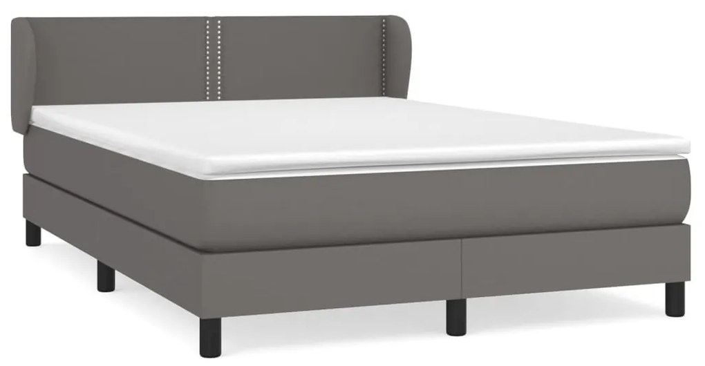 vidaXL Κρεβάτι Boxspring με Στρώμα Γκρι 140x200εκ. από Συνθετικό Δέρμα