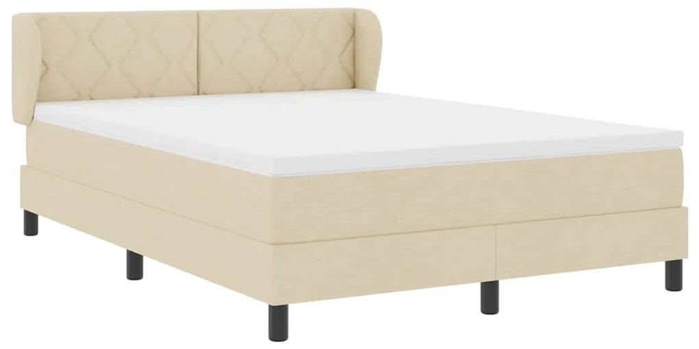 vidaXL Κρεβάτι box spring με στρώμα με στρώμα Κρεμ 140 x 190 cm ύφασμα