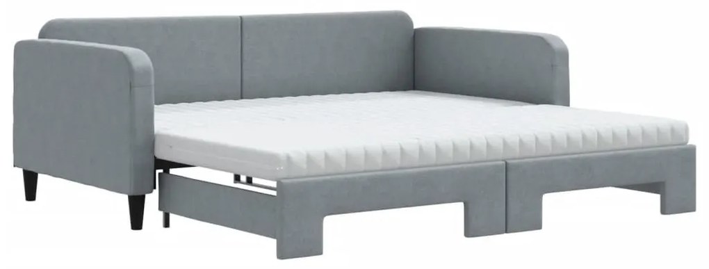 Καναπές Κρεβάτι Συρόμενος Αν. Γκρι 100x200εκ Ύφασμα Στρώματα - Γκρι