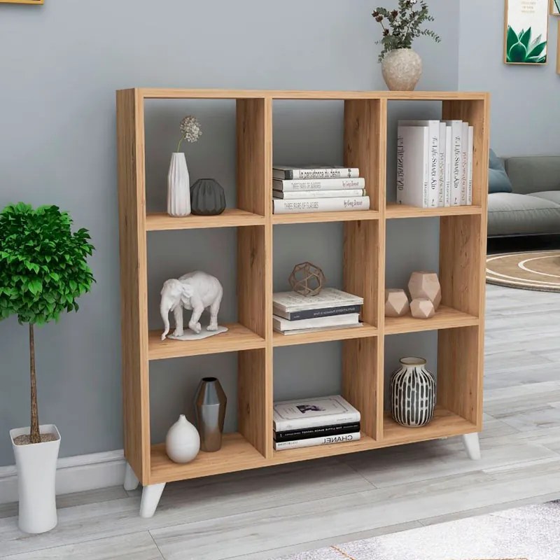Βιβλιοθήκη μελαμίνης Saul Megapap χρώμα pine oak 88,2x20x88,2εκ.-GP041-0009,2