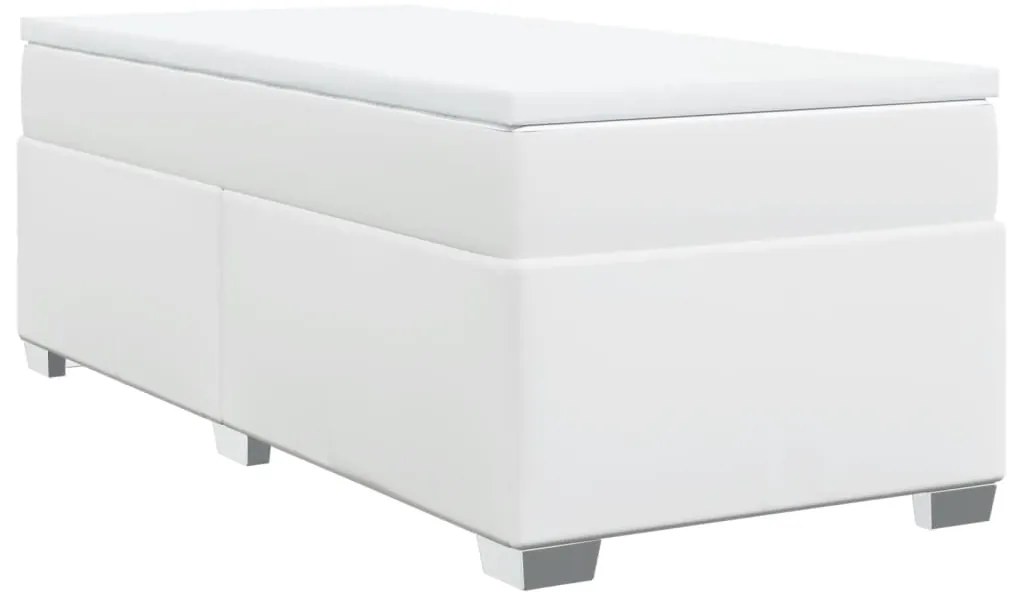 vidaXL Κρεβάτι Boxspring με Στρώμα Λευκό 100x200εκ.από Συνθετικό Δέρμα
