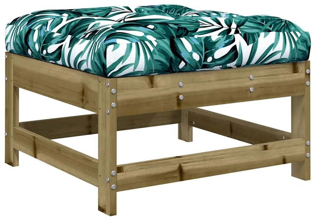 vidaXL Υποπόδιo Κήπου με Μαξιλάρι από Εμποτισμένο Ξύλο Πεύκου