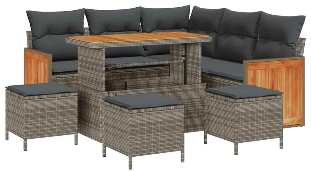 vidaXL Σετ Καναπέ Κήπου με μαξιλάρι 9 pcs Γκρι 110 x 55 x 71 εκ