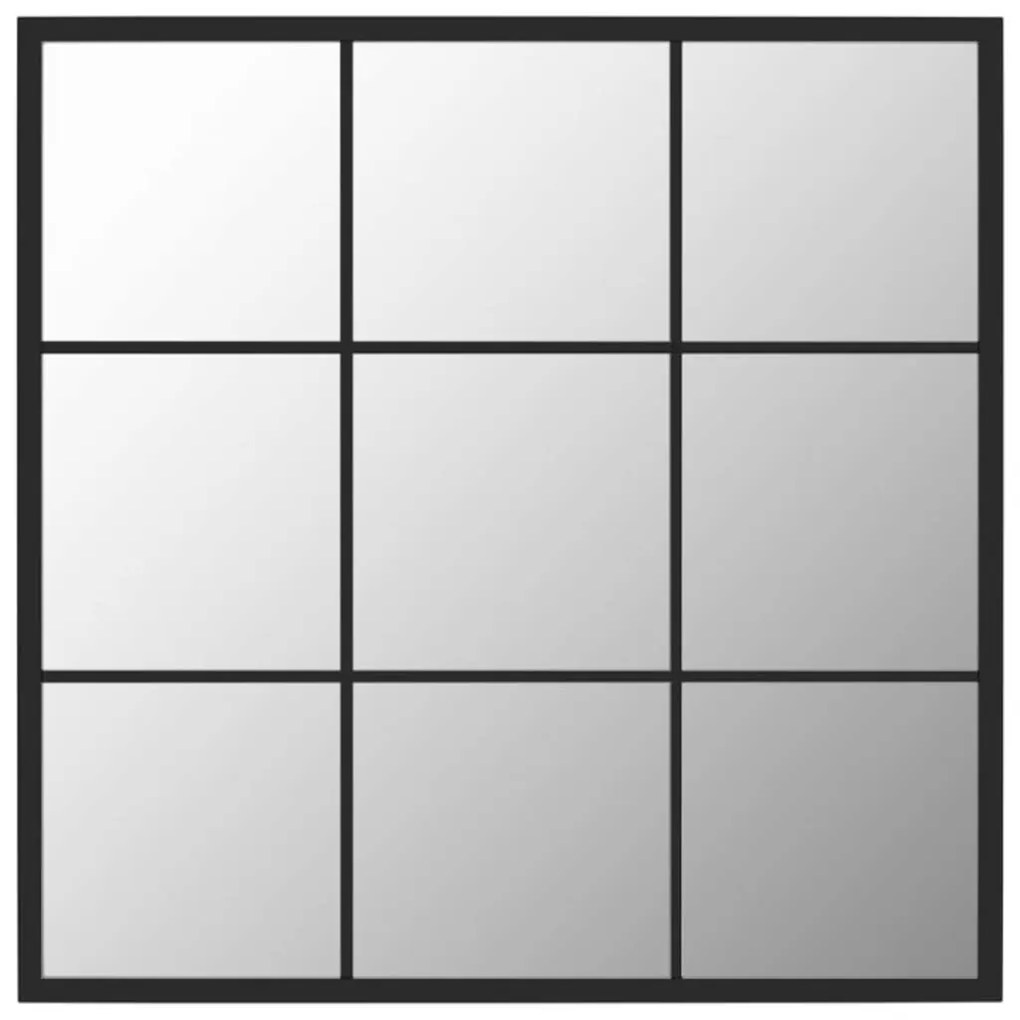 Καθρέφτης Τοίχου Μαύρος 60 x 60 εκ. Μεταλλικός - Μαύρο