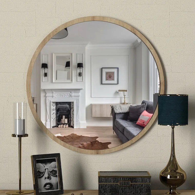 Καθρέπτης τοίχου Glob Μegapap χρώμα sapphire oak 59x2x59εκ.