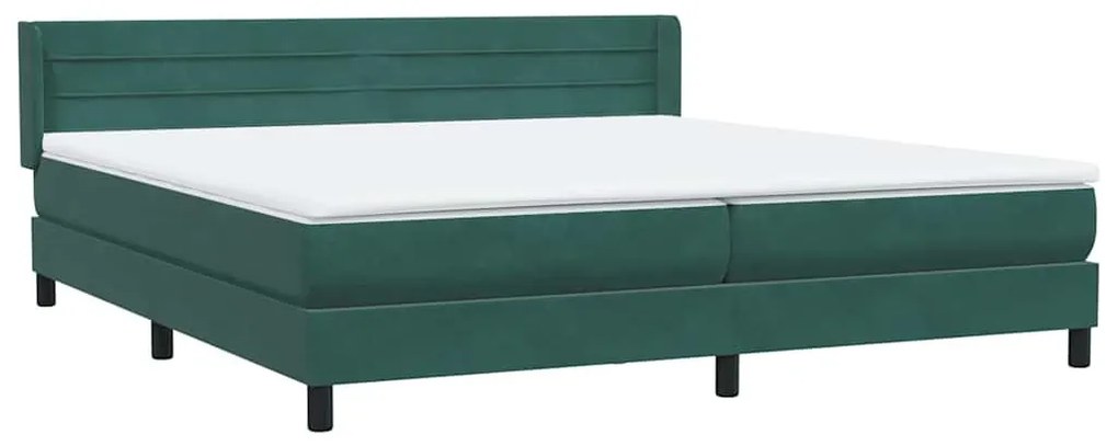 Κρεβάτι Boxspring με Στρώμα Σκούρο Πράσινο 200x210εκ. Βελούδινο - Πράσινο