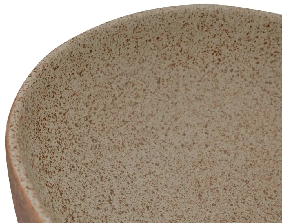 vidaXL Νιπτήρας Οβάλ Χρώμα Άμμου και Καφέ 59 x 40 x 14 εκ. Κεραμικός