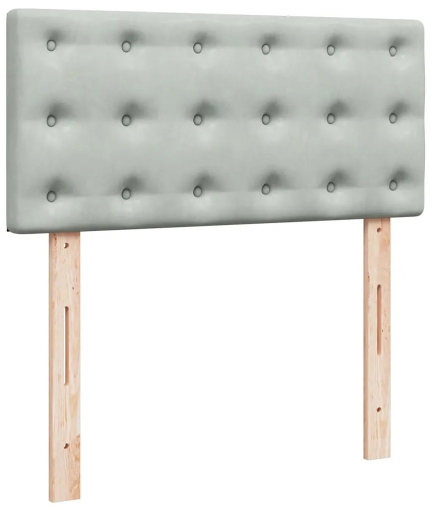 vidaXL Κρεβάτι Boxspring με Στρώμα Ανοιχτό Γκρι 90x200 εκ. Βελούδινο