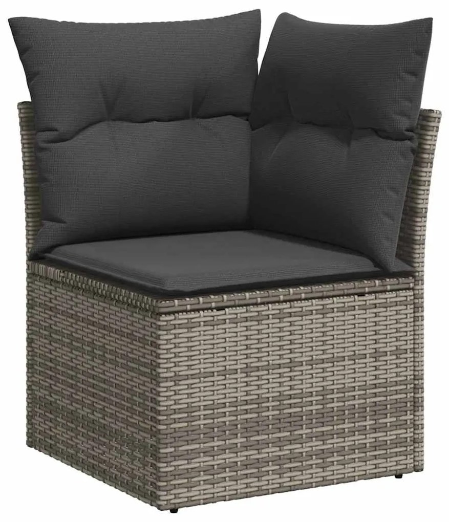 vidaXL Καναπές 7 Θέσεων με Μαξιλάρια Μαύρο Πολυ Rattan