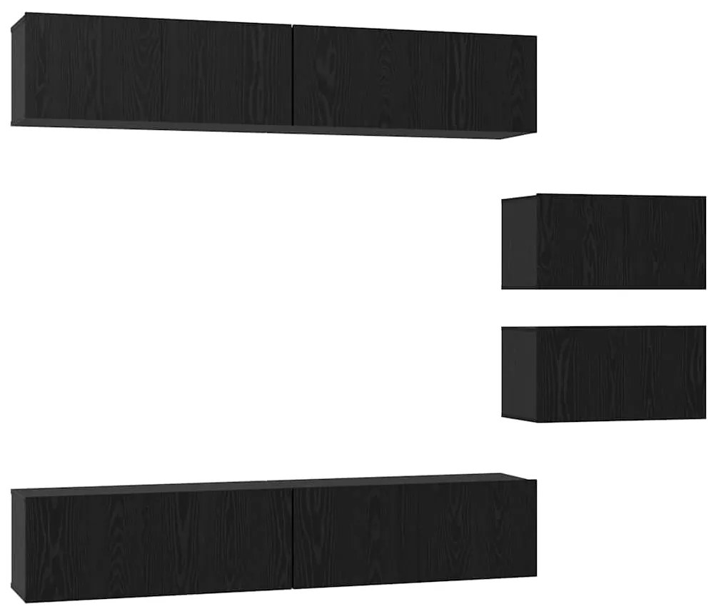 vidaXL Σετ επίπλου τηλεόρασης 6 pcs Μαύρη δρυς 80 x 30 x 30 εκ