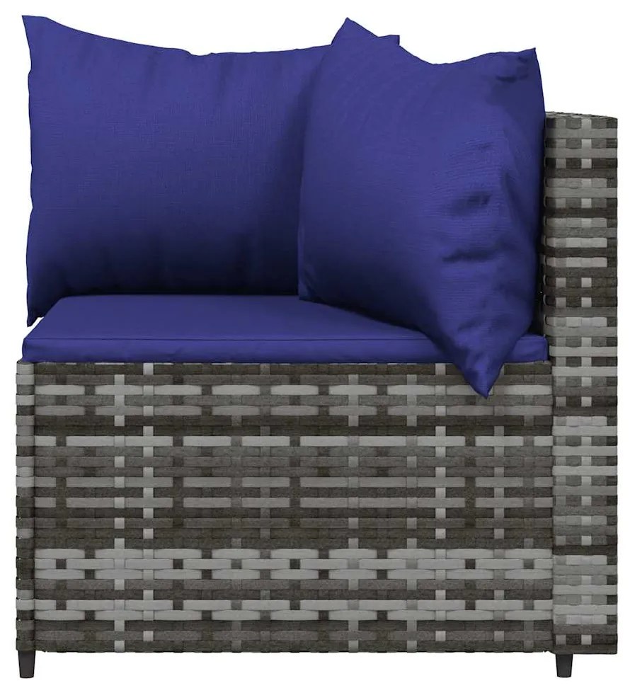 vidaXL Καναπέδες Κήπου Γωνιακοί 2 τεμ. Γκρι Συνθ. Ρατάν με Μαξιλάρια