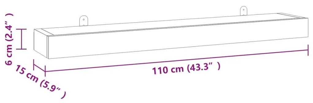 Ράφια Τοίχου 2 τεμ. 110 x 15 x 4 εκ. από Μασίφ Ξύλο Teak - Καφέ