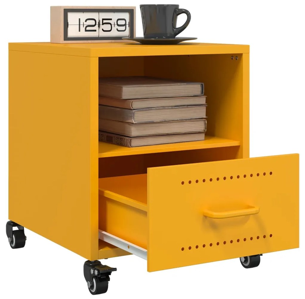 vidaXL Κομοδίνο Μουσταρδί 36x39x43,5 εκ. από Χάλυβα
