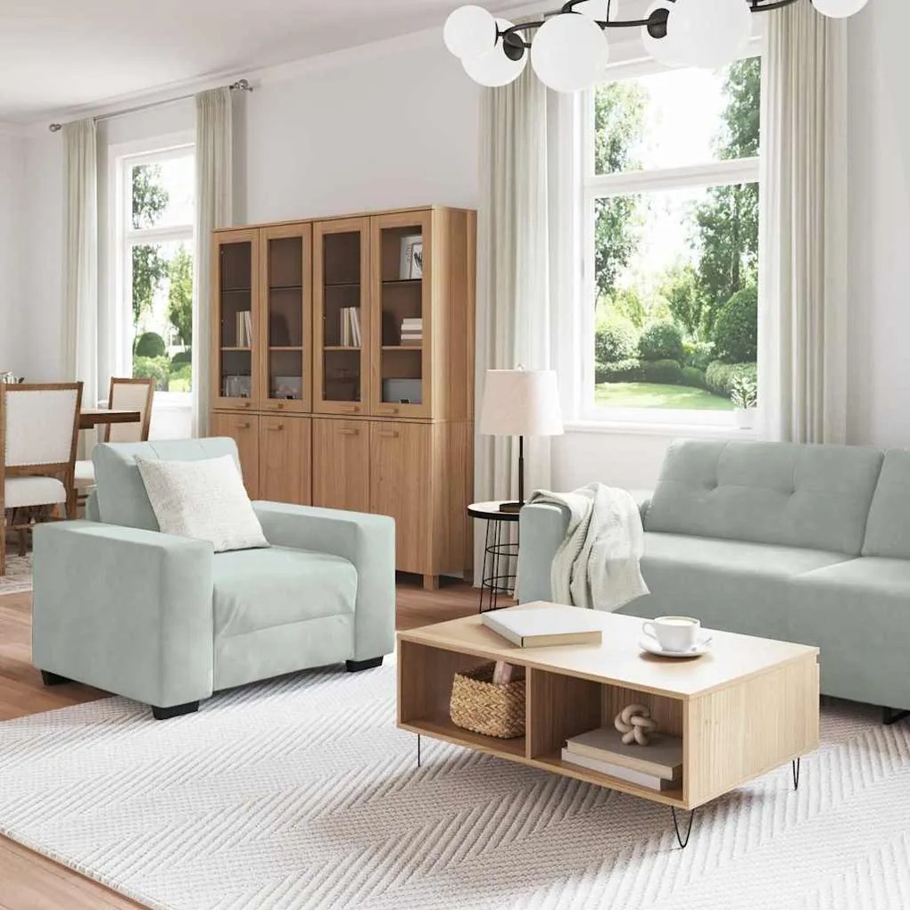 vidaXL Σετ Καναπέ με μαξιλάρι 3 pcs Γκρι 221 x 78 x 80 εκ Βελούδο