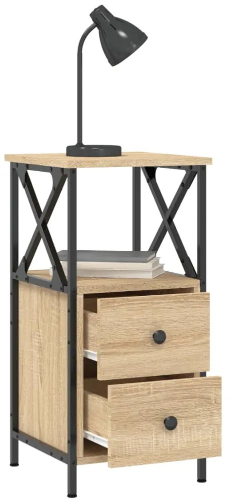 vidaXL Κομοδίνα 2 τεμ. Sonoma Δρυς 34x35,5x70 εκ. Επεξεργασμένο Ξύλο