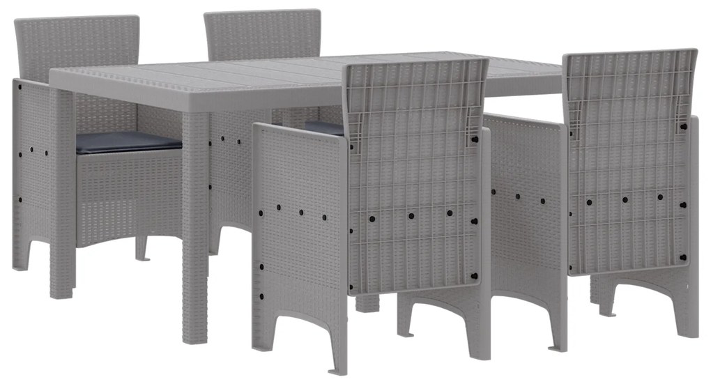 vidaXL Σετ Τραπεζαρίας Κήπου 5 pcs Ανοιχτό γκρι 150 x 100 x 73 εκ.