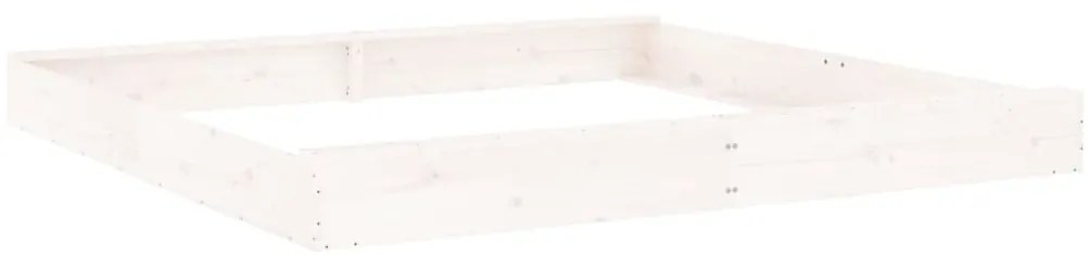 vidaXL Αμμοδόχος με Καθίσματα Λευκή Τετράγωνη από Μασίφ Ξύλο Πεύκου