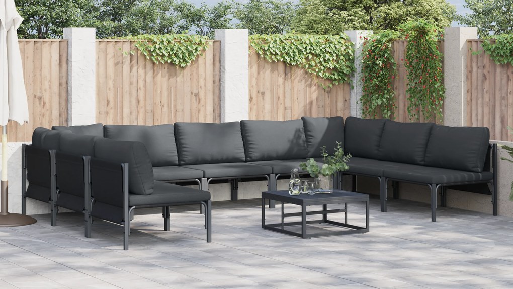 vidaXL Σετ Καναπέ Κήπου 9 pcs Ανθρακί Ατσάλι
