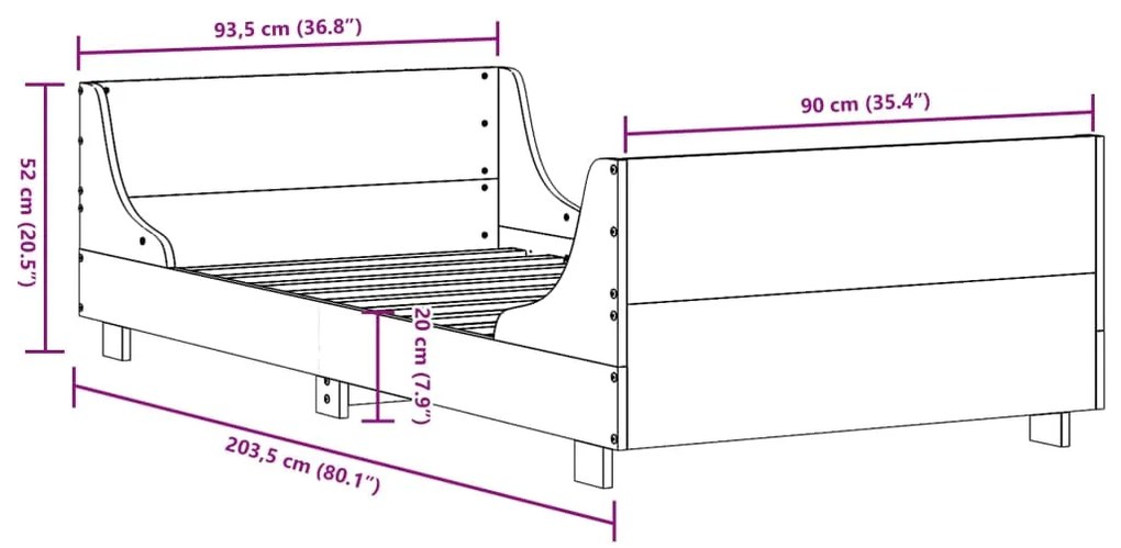 Σκελετός Κρεβ. Χωρίς Στρώμα Καφέ Κεριού 90x200 εκ Μασίφ Πεύκο - Καφέ