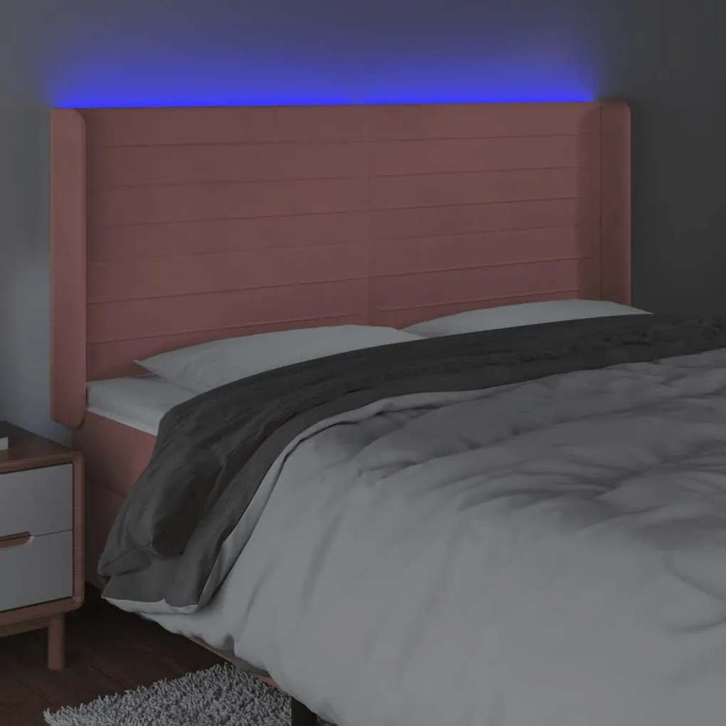 Κεφαλάρι Κρεβατιού LED Ροζ 183x16x118/128 εκ. Βελούδινο 3124253