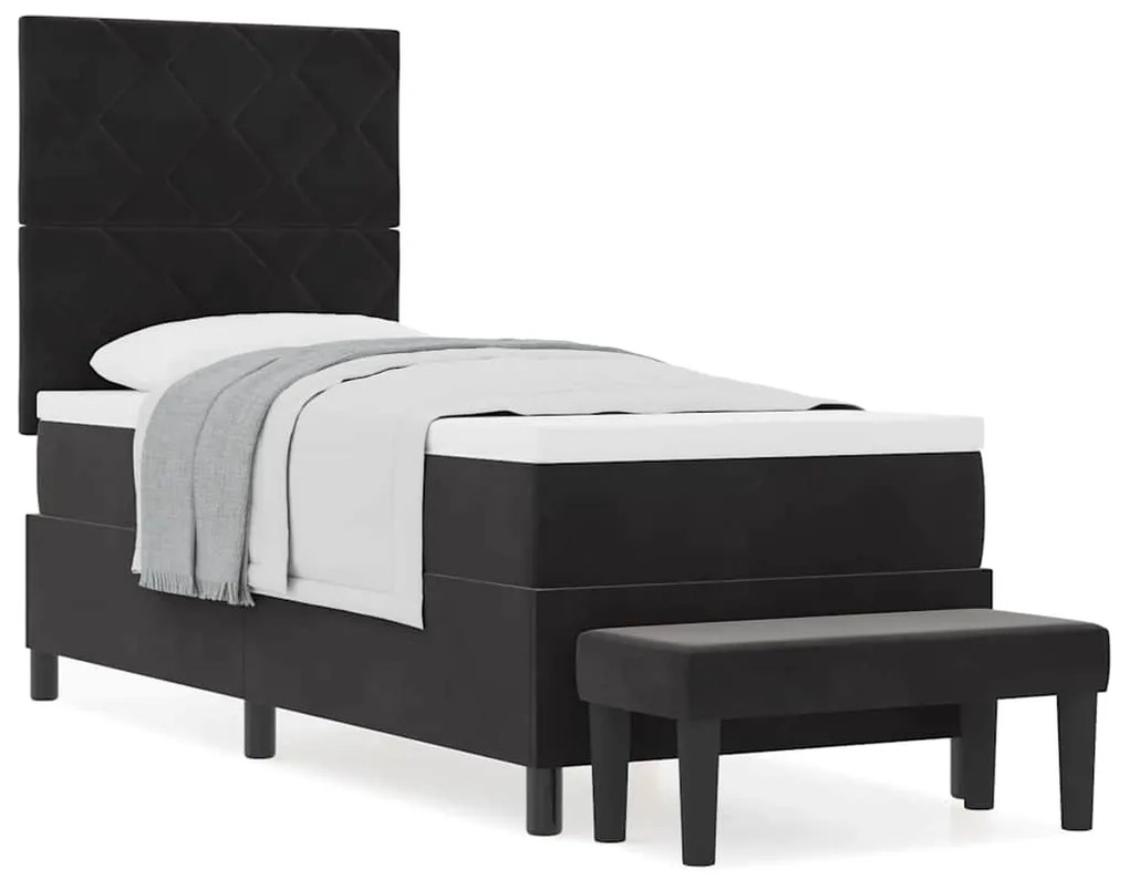 vidaXL Κρεβάτι με ελατήρια με στρώμα Μαύρο 80 x 200 cm Βελούδο