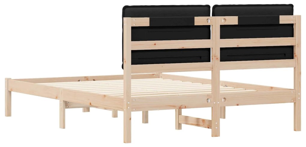 vidaXL Σκελετός Κρεβατιού με Επενδεδυμένο Κεφαλάρι Μαύρο 150 x 200 cm