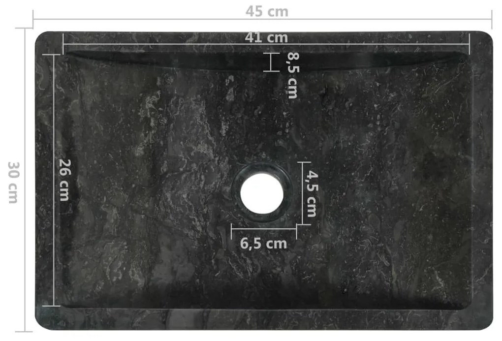 Νιπτήρας Γυαλιστερό Μαύρο 45 x 30 x 12 εκ. Μαρμάρινος 142772